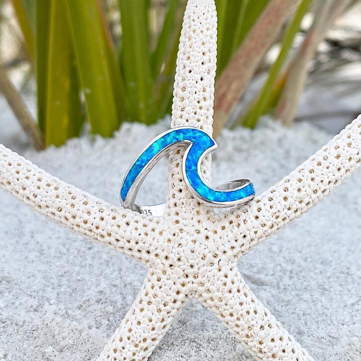 Zilveren ring "Ocean Wave" met opaal