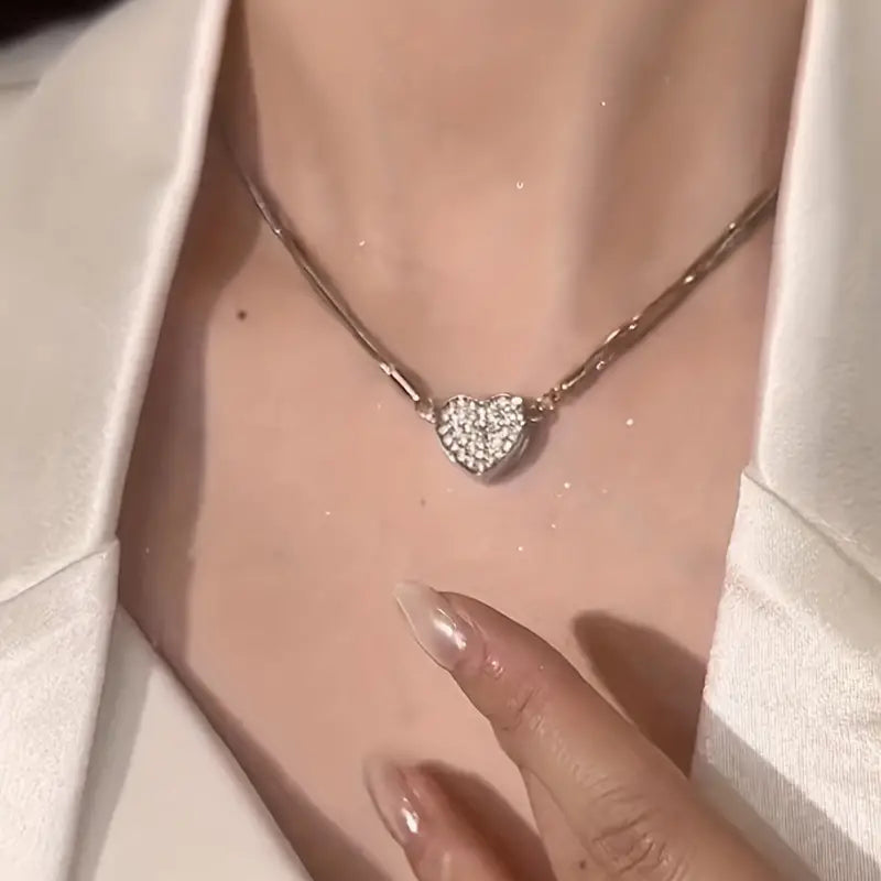 Luxe hartvormige zirkoon meerlagige magneetketting