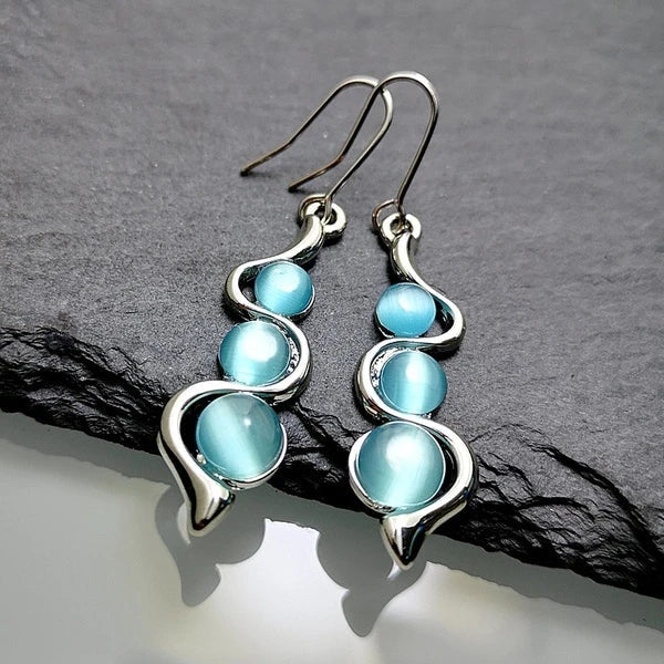 Blauw kristal bungelende oorbellen