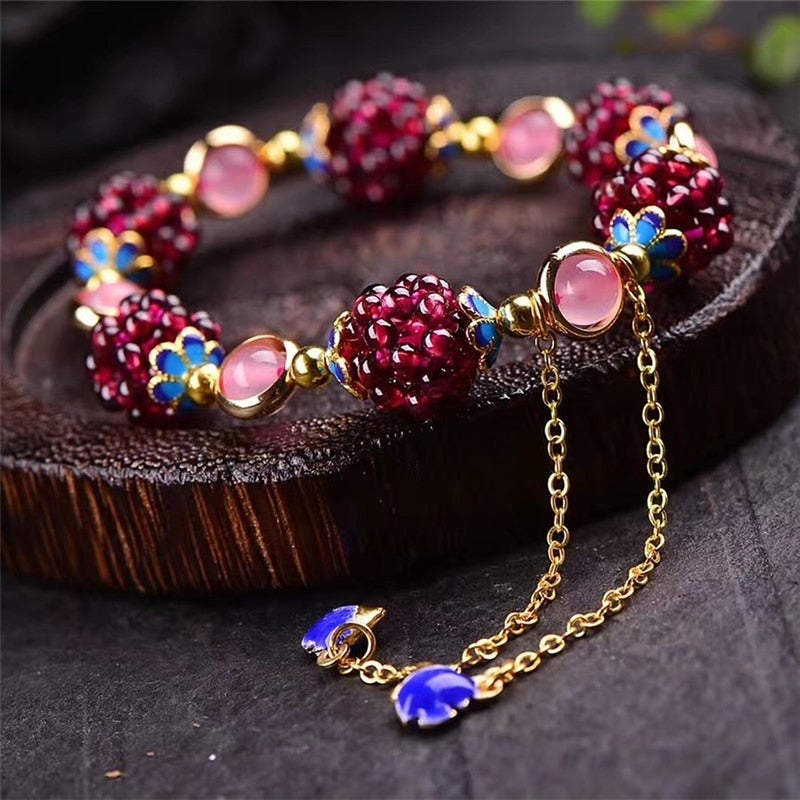 Armband met bessen uit natuursteen