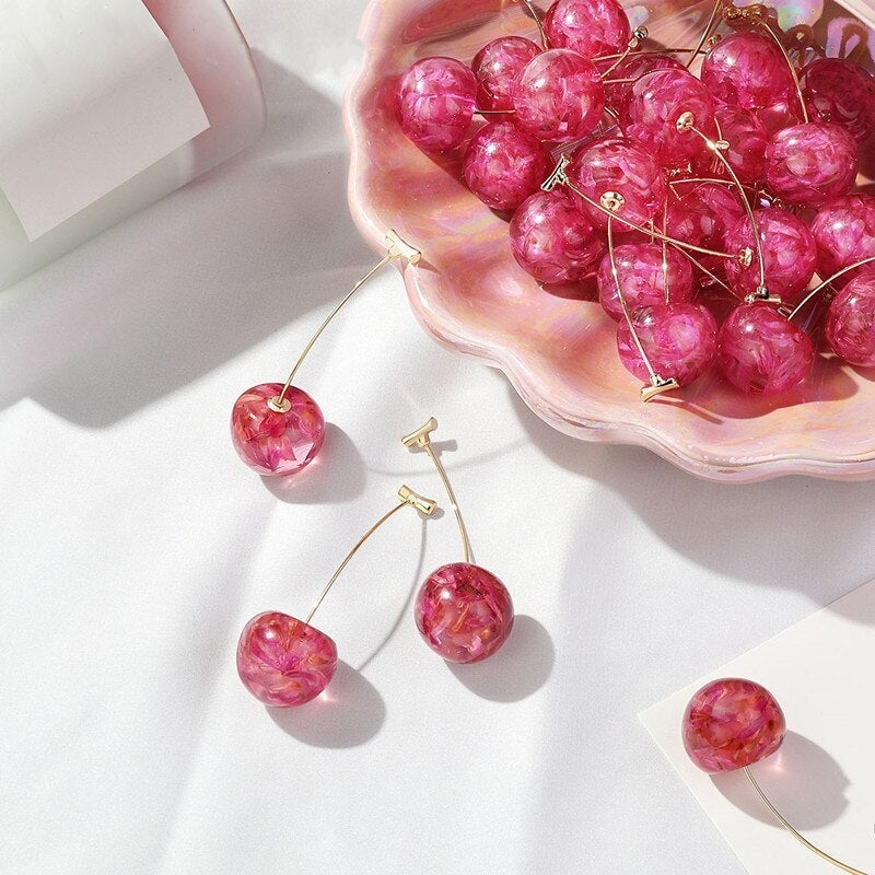 Oorbellen "Roze Kers"