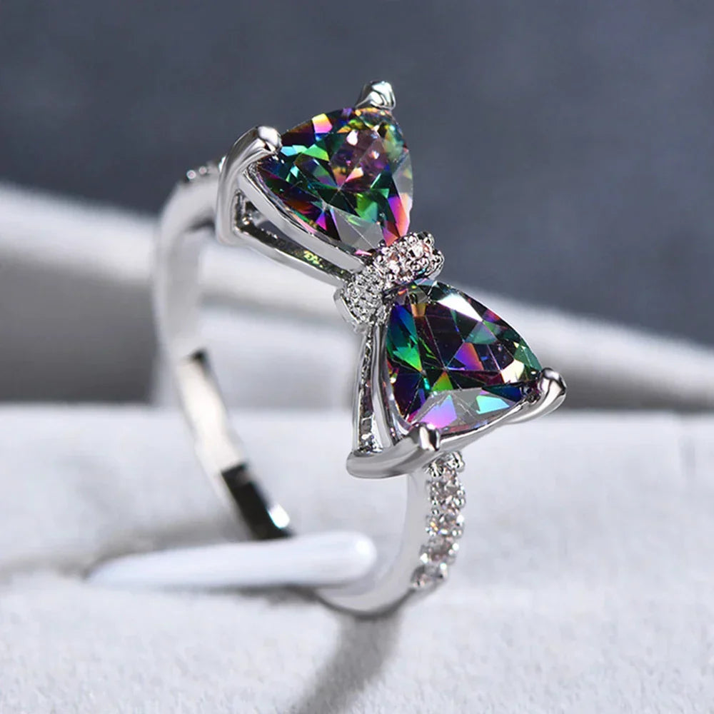 Multicolor Kristallen Strik Ring