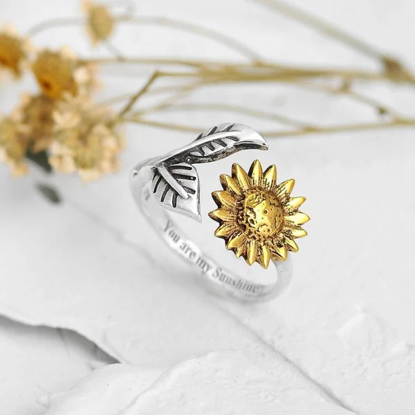 Verstelbare gouden zonnebloem ring