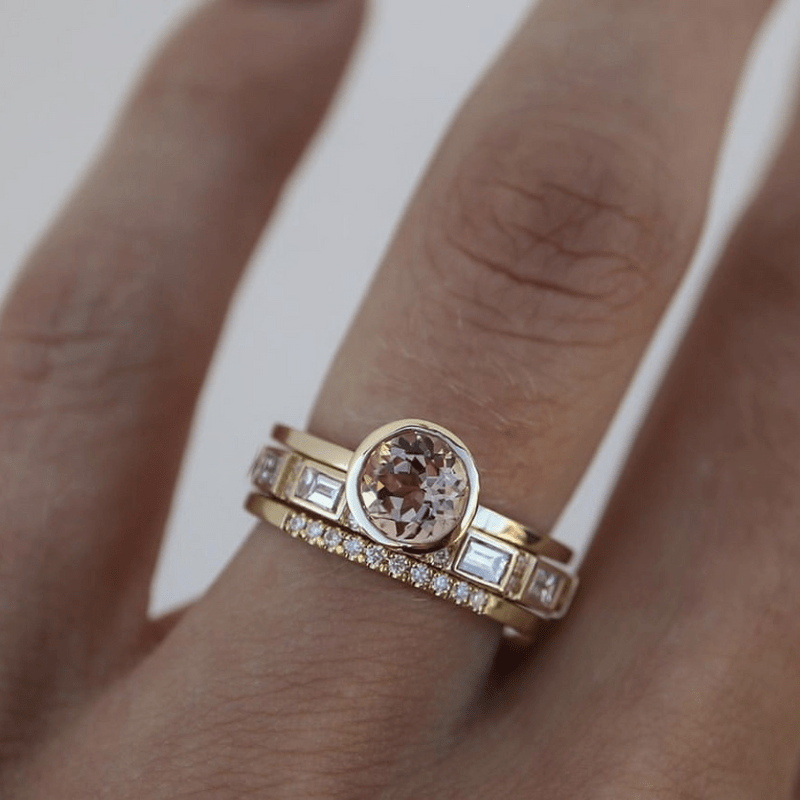 Hoop - Set met ingelegd kristal en goud