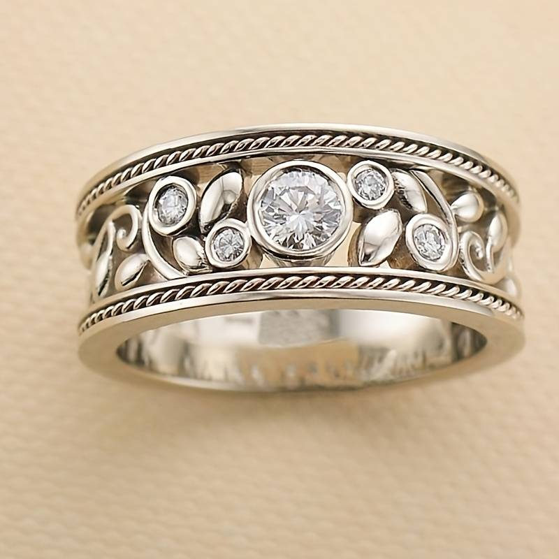 Vintage zilveren ring met zirkoniastenen