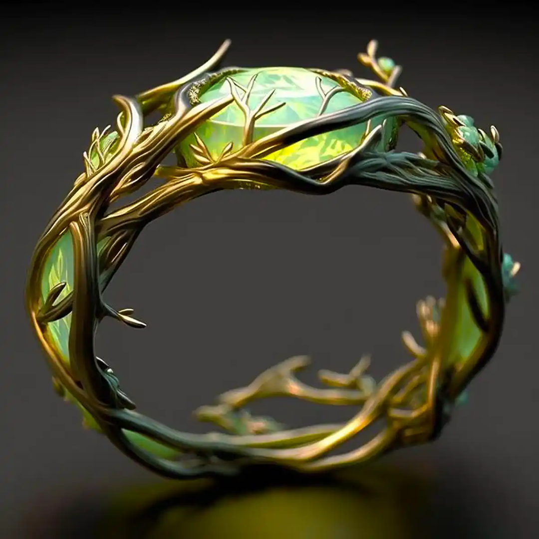 Groene opaal natuurlijke ring