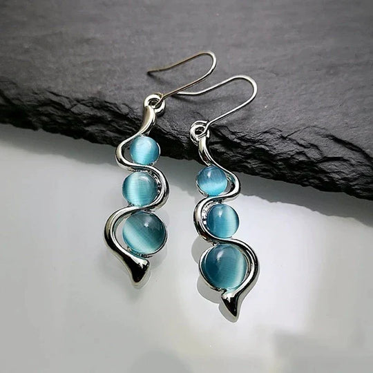 Blauw kristal bungelende oorbellen