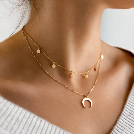 Fijne gouden ketting met maanhanger