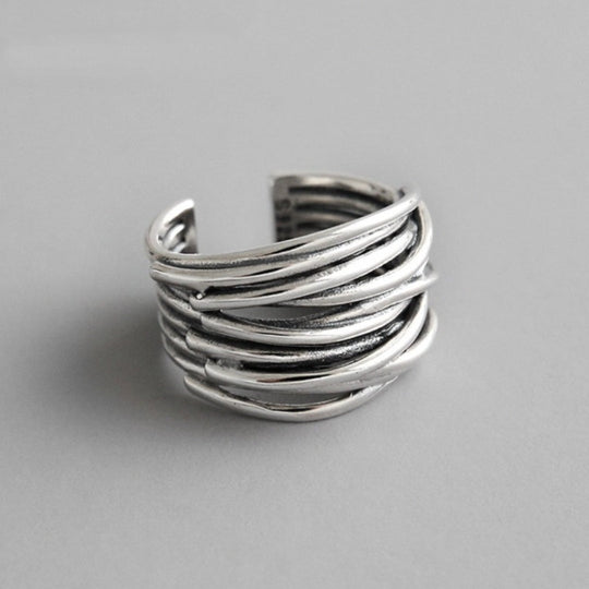 Verstelbare gelaagde ring van 925 sterlingzilver
