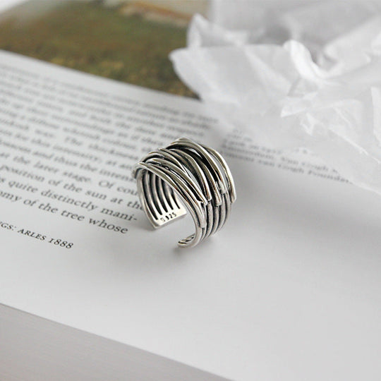 Verstelbare gelaagde ring van 925 sterlingzilver
