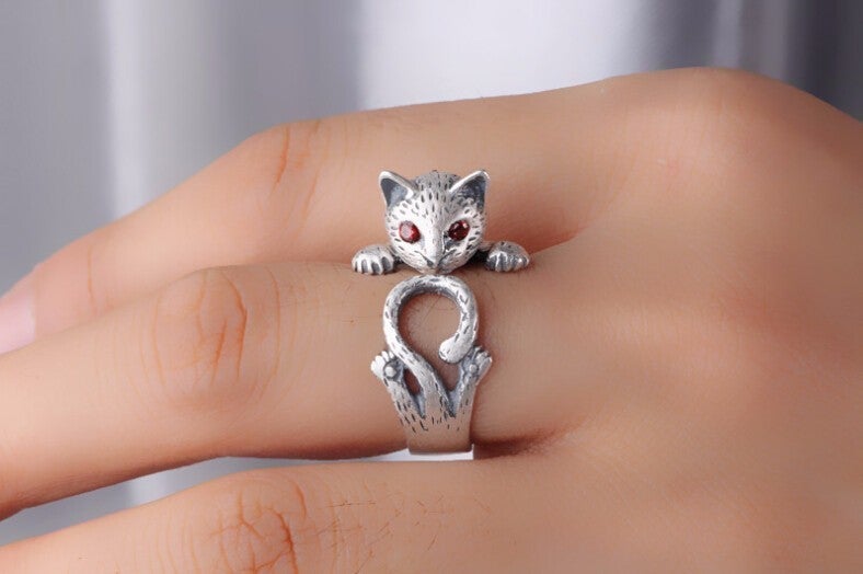 Verstelbare kattenring van 925 sterlingzilver