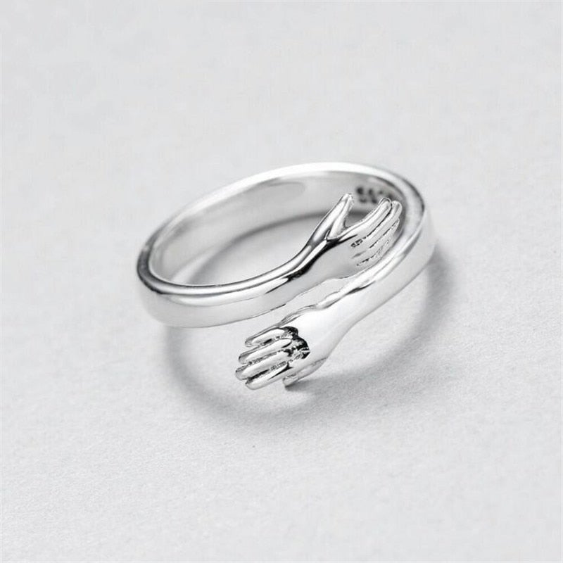 Verstelbare zilveren ring "Hug"