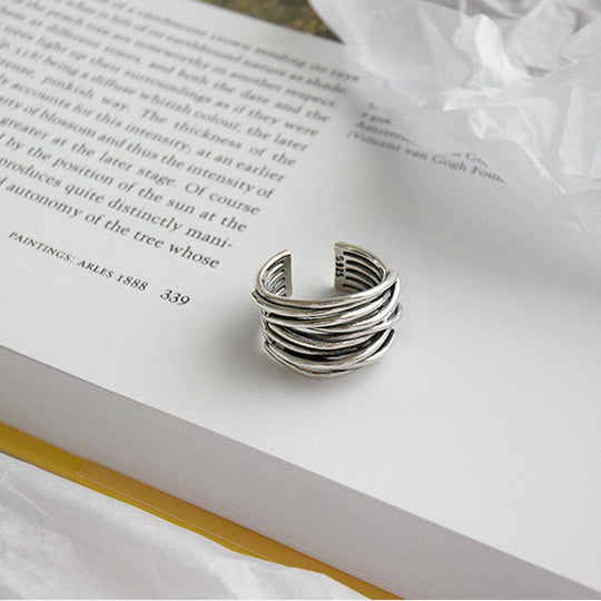 Verstelbare gelaagde ring van 925 sterlingzilver