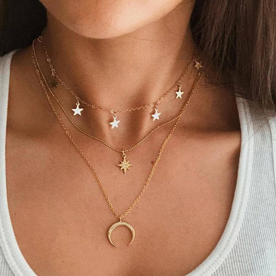 Fijne gouden ketting met maanhanger