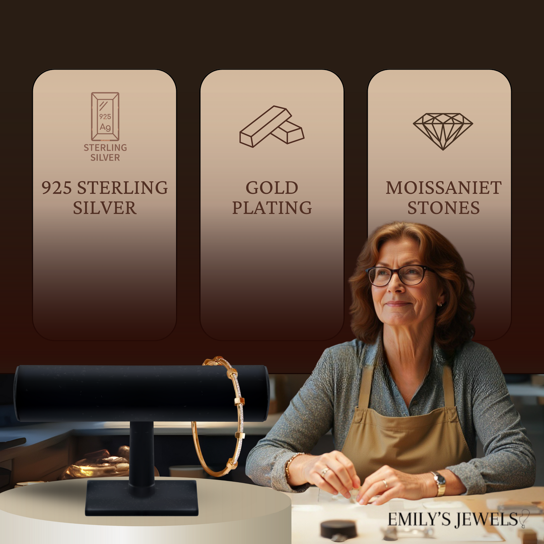 Helder vergulde armband met moissaniet-bedekking