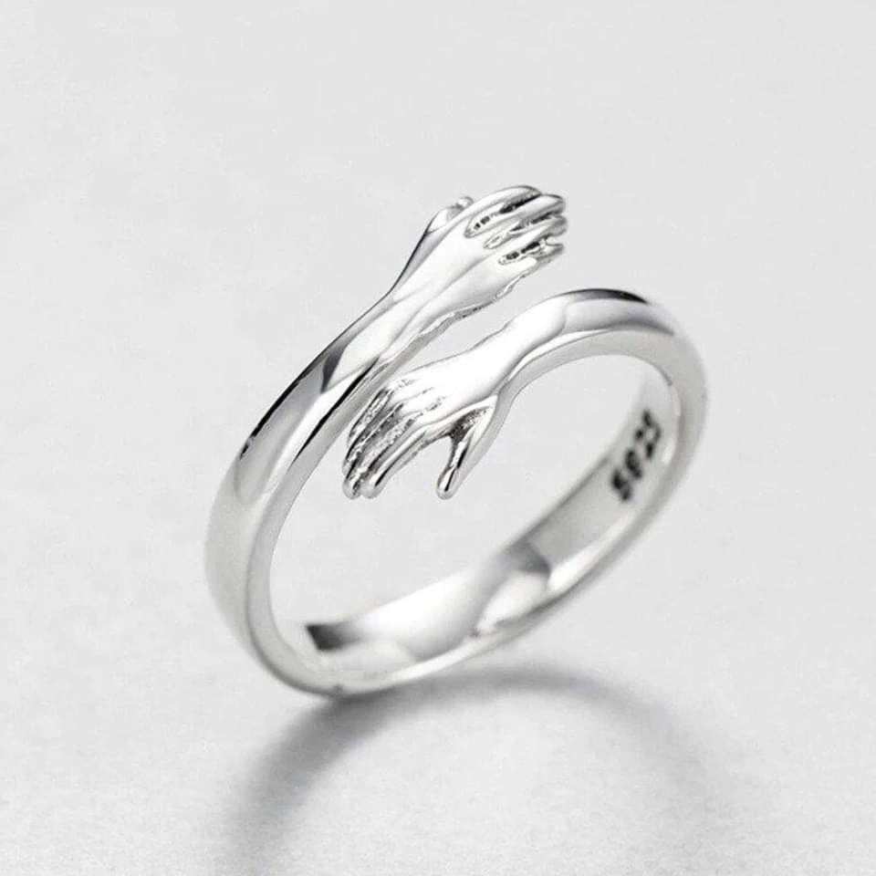 Verstelbare zilveren ring "Hug"