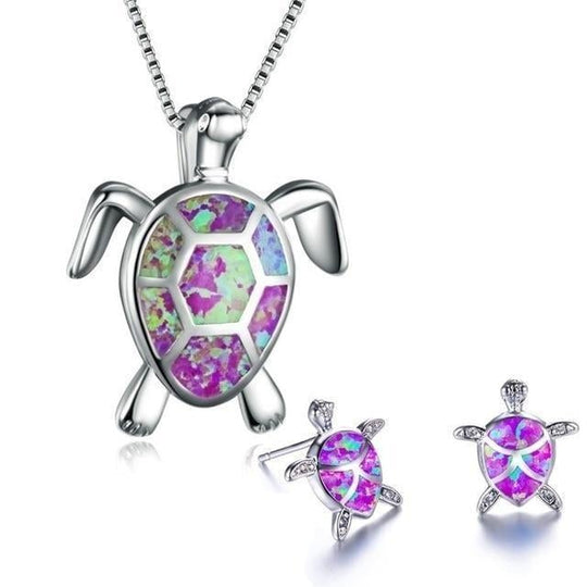 Set ketting en oorbellen "Zeeschildpad" met opaal