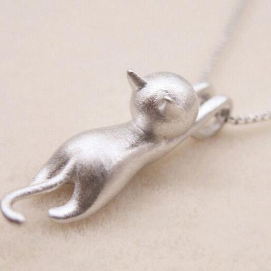 Halsketting "Speelse Kat" van 925 sterlingzilver